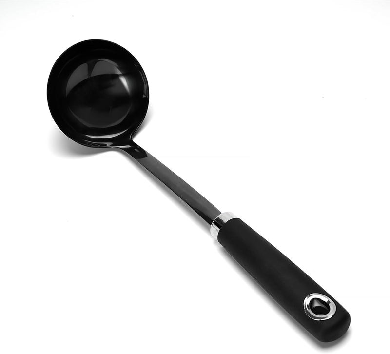 JXWING 12 inch Soup Ladle, Stainless Steel Ladle Spoon, Soup Spoons with Comfortable Handle, Kitchen Utensil for Cooking, Metal Kitchen Accessories - Image 1